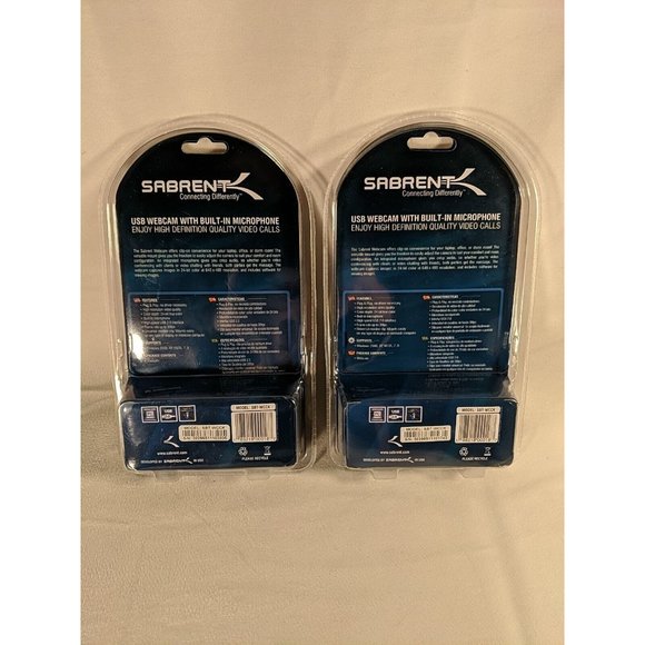 Sabrent SBT-WCCK High Definition USB Webcam W/Microphone #9071B BRAND NEW x2 - Picture 2 of 8